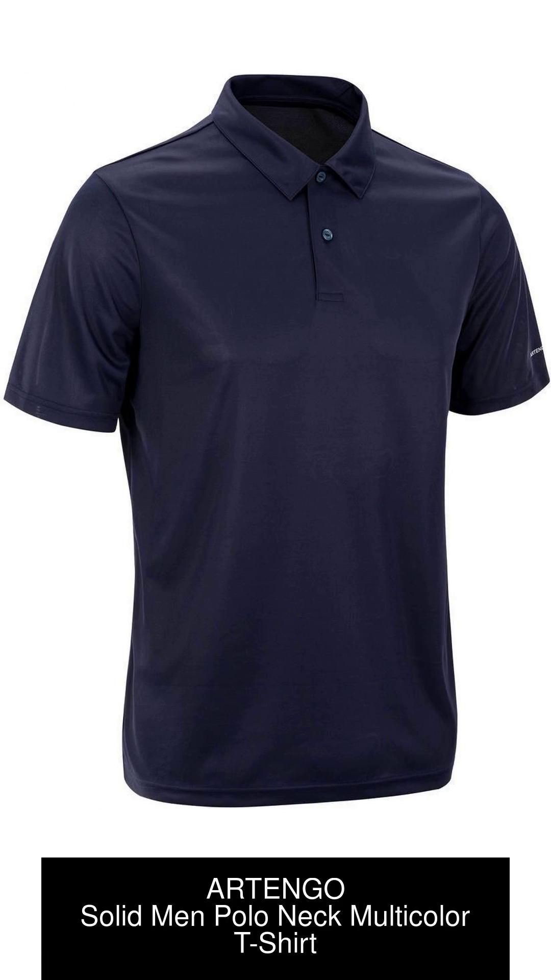 Decathlon ARTENGO Solid Men Polo Neck Dark Blue T Shirt Buy