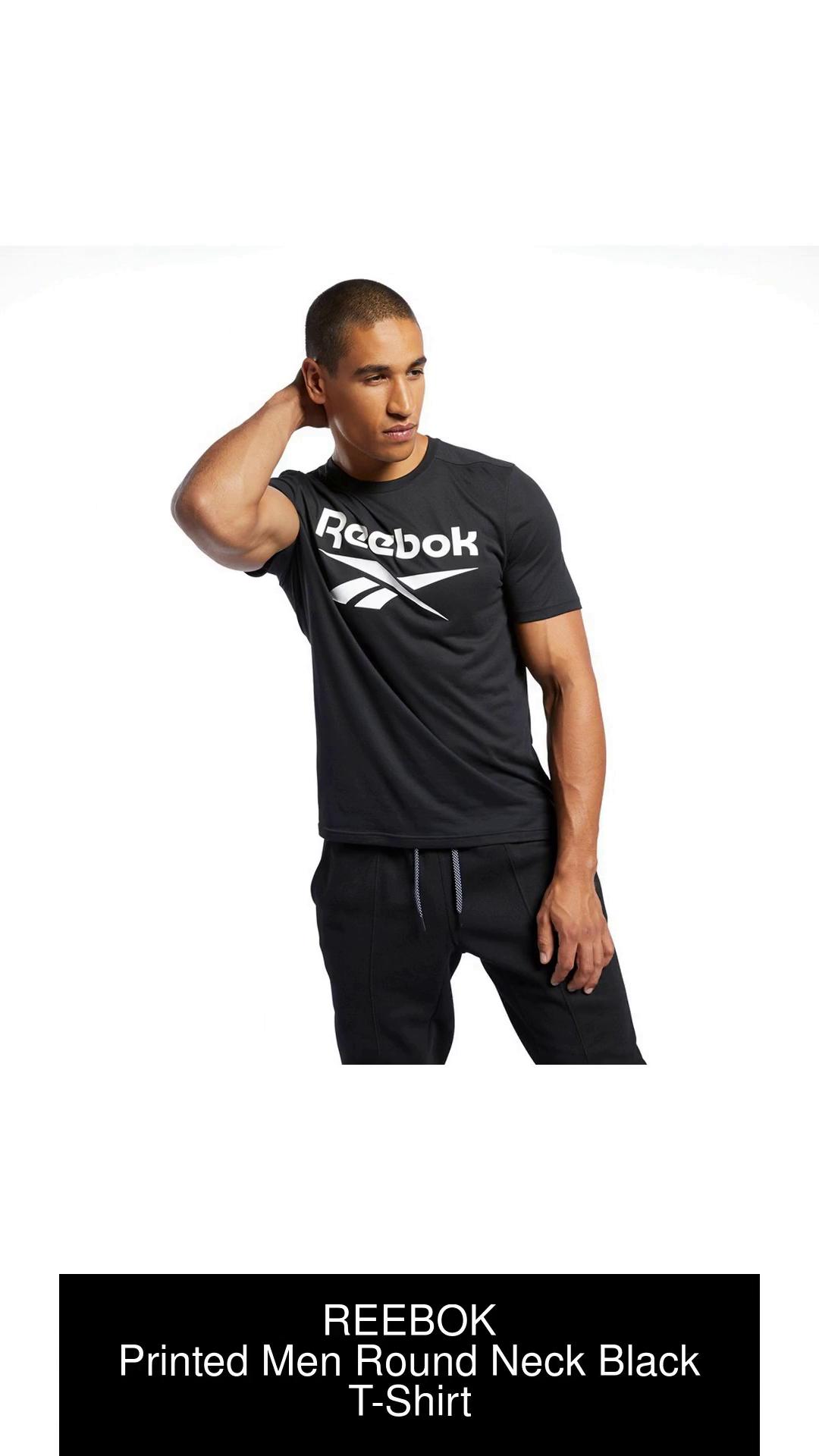 REEBOK Printed Men Round Neck Black T-Shirt - Buy REEBOK Printed