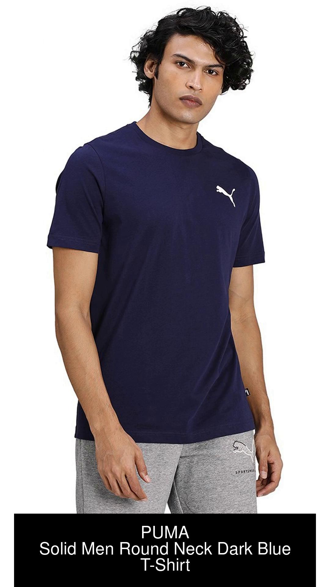 PUMA Solid Men Round Neck Dark Blue T-Shirt - Buy PUMA Solid Men Round Neck  Dark Blue T-Shirt Online at Best Prices in India | Sport-T-Shirts