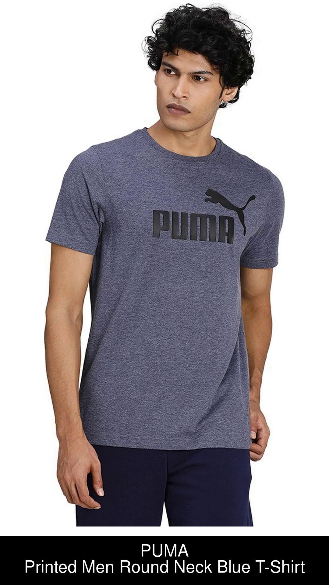 PUMA Printed Men Round Neck Blue T-Shirt - Buy PUMA Printed Men