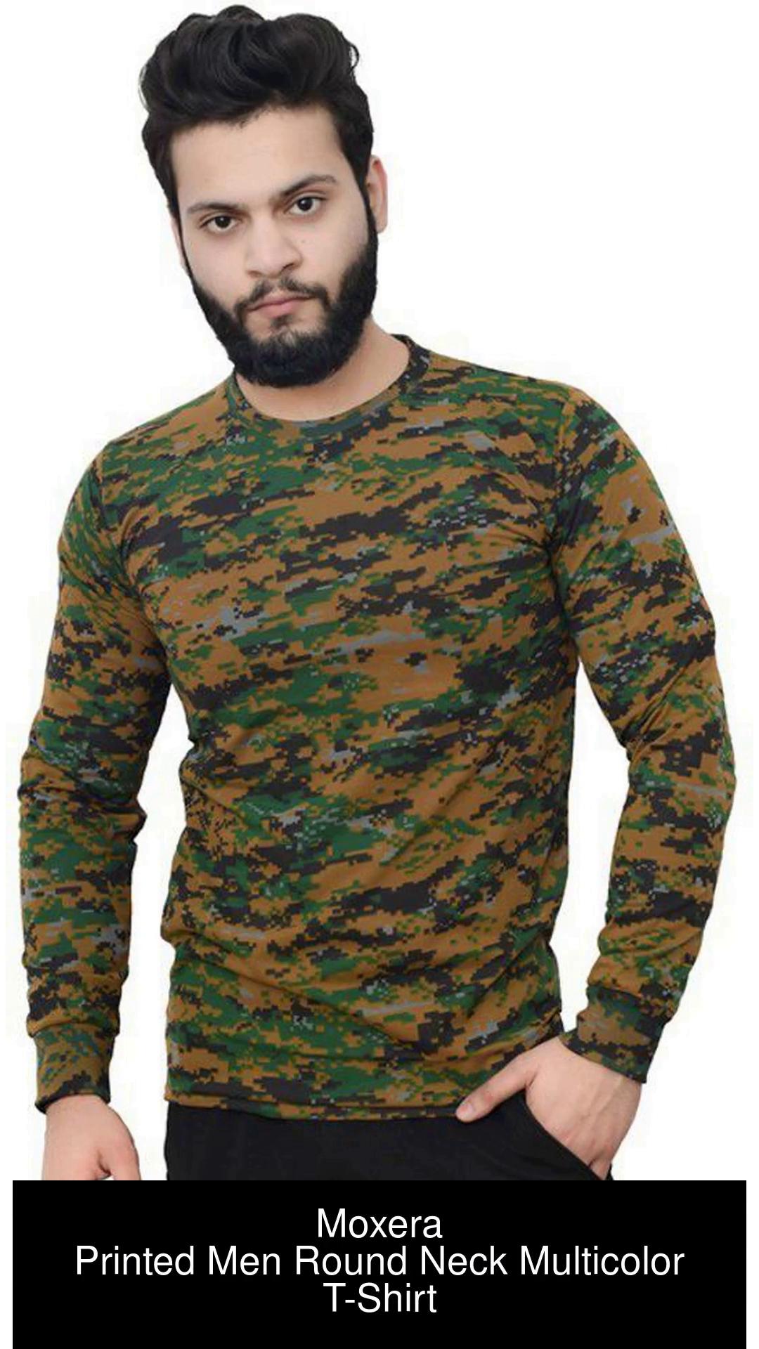 Camouflage t shirt for mens round neck full outlet sleeve army print t shirt