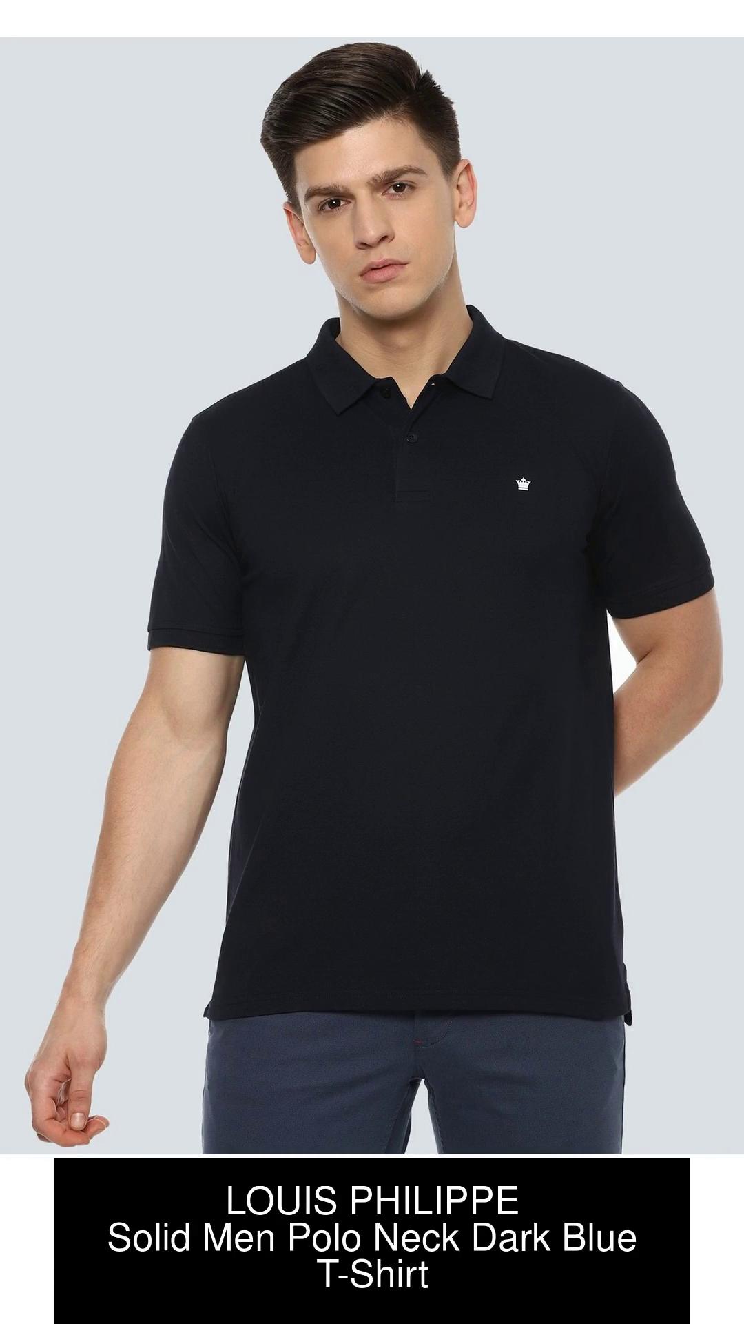 LOUIS PHILIPPE Solid Men Polo Neck Navy Blue T-Shirt - Price History
