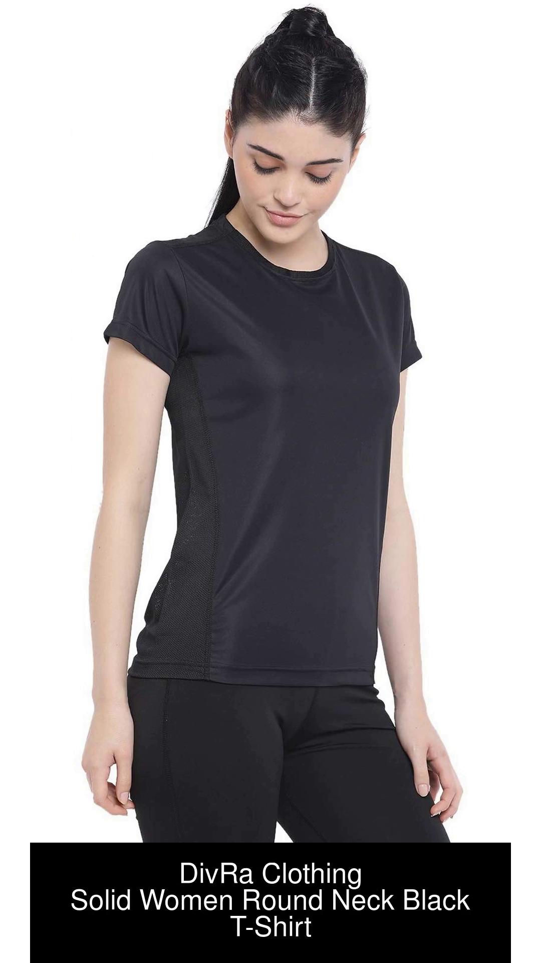 DivRa Clothing Solid Women Round Neck Black T-Shirt - Buy DivRa Clothing Solid  Women Round Neck Black T-Shirt Online at Best Prices in India