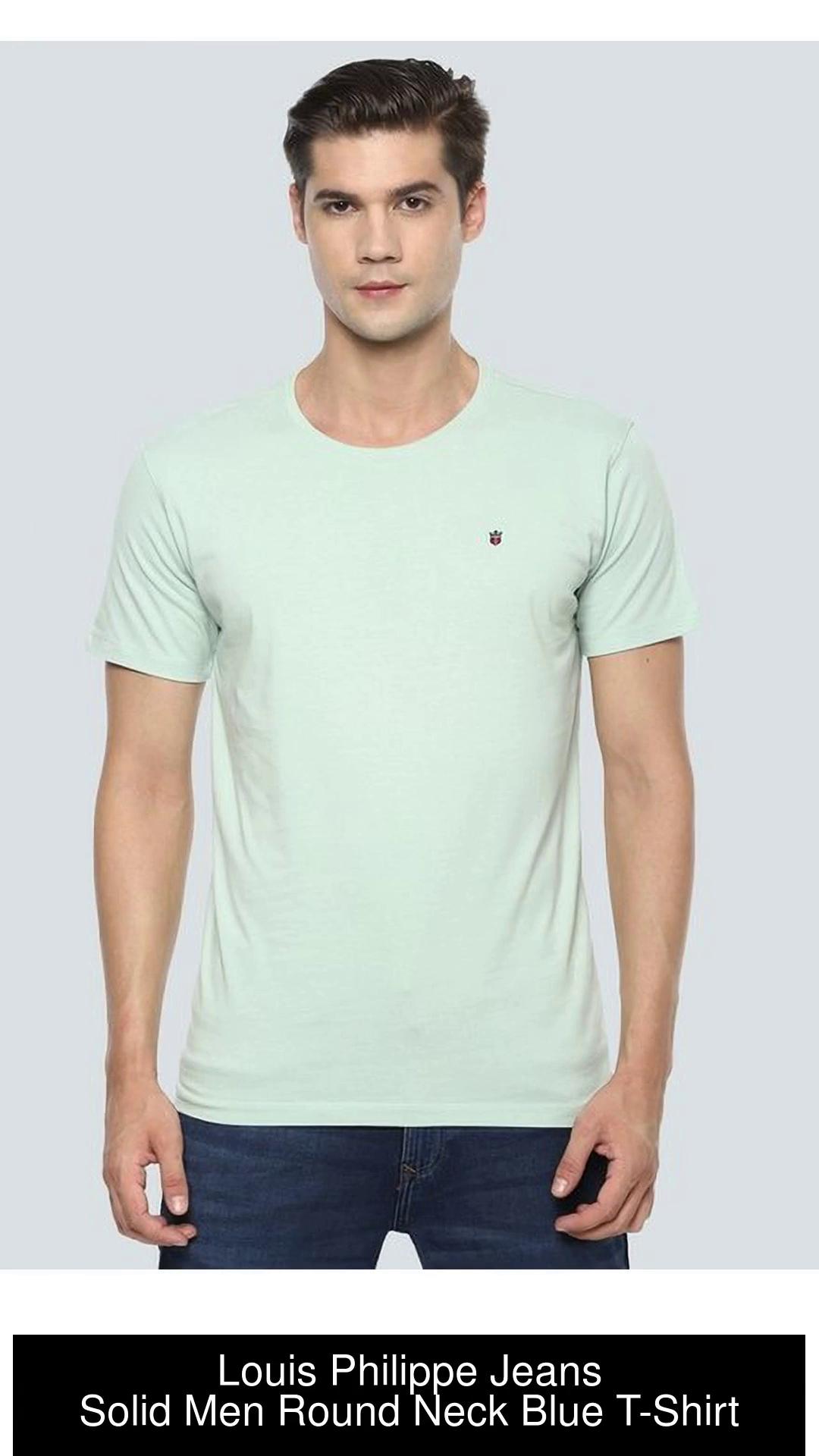 LOUIS PHILIPPE Solid Men Round Neck Blue T-Shirt - Buy LOUIS PHILIPPE Solid  Men Round Neck Blue T-Shirt Online at Best Prices in India