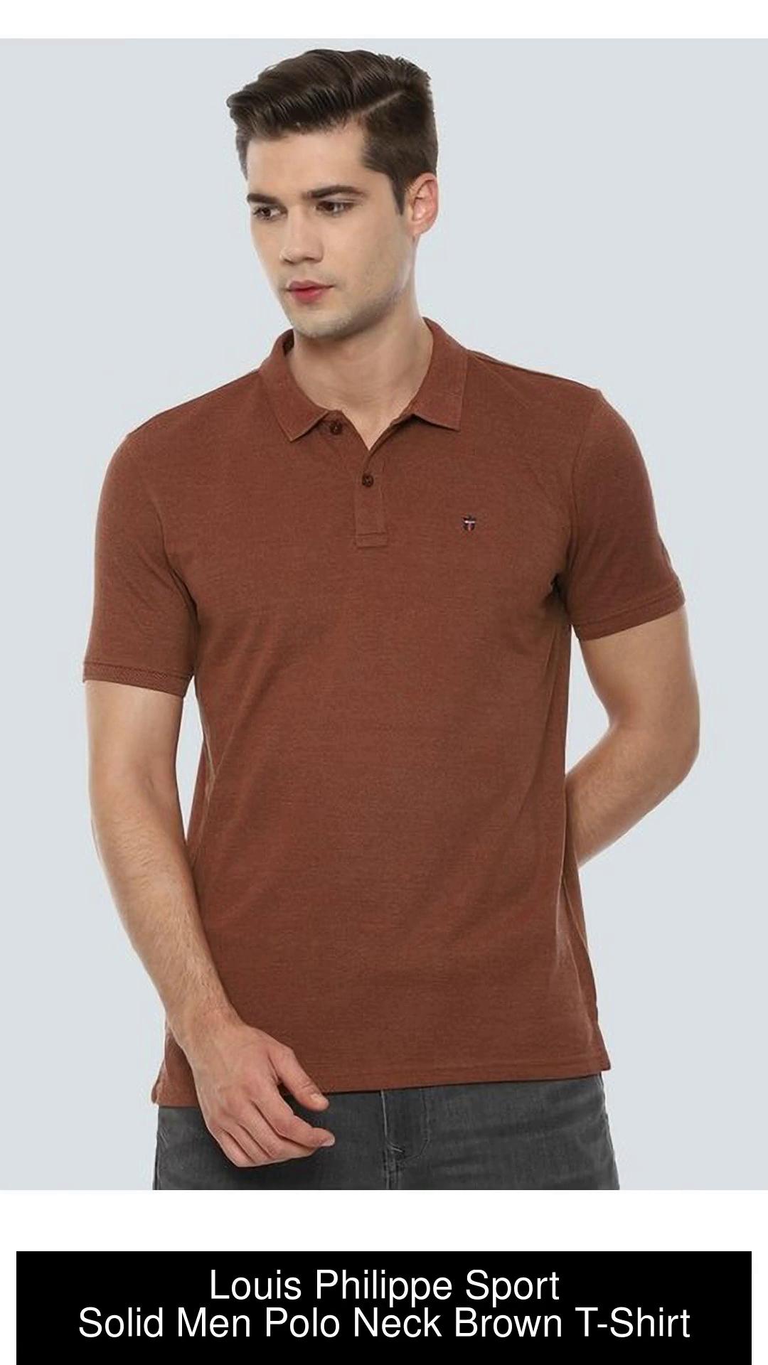 Louis Philippe Men Maroon Solid Polo Neck T-shirt: Buy Louis