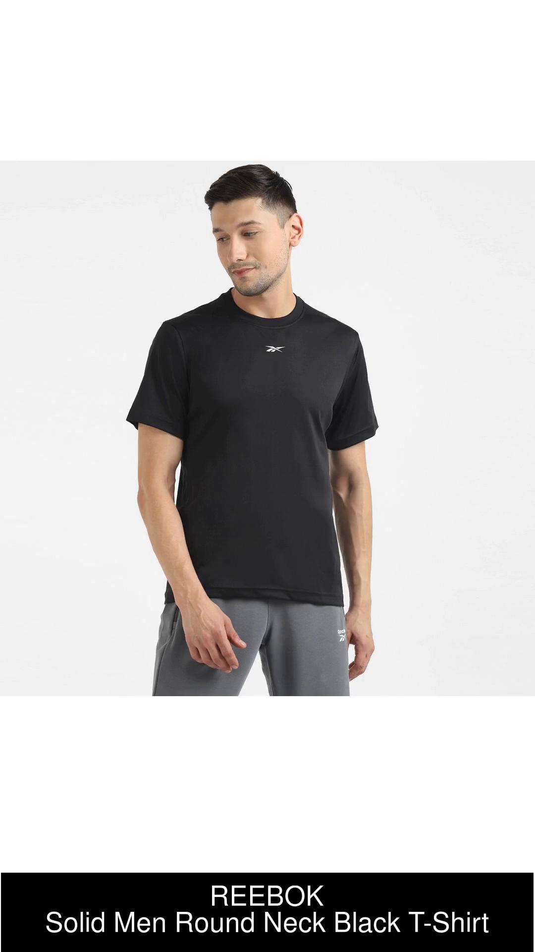 reebok solid men's round neck t shirt