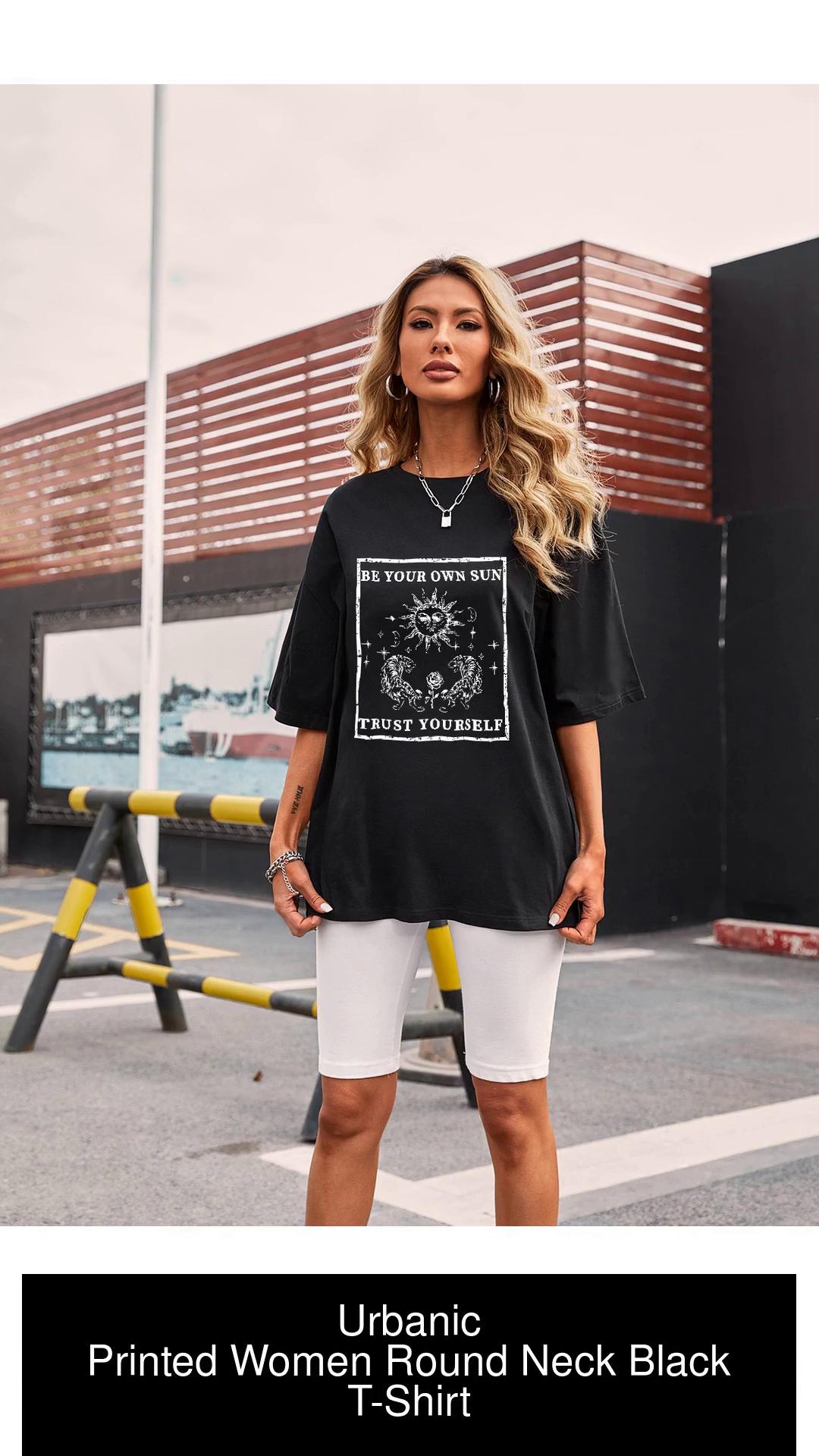 Urbanic Solid Women Round Neck Black T-Shirt - Buy Urbanic Solid Women  Round Neck Black T-Shirt Online at Best Prices in India