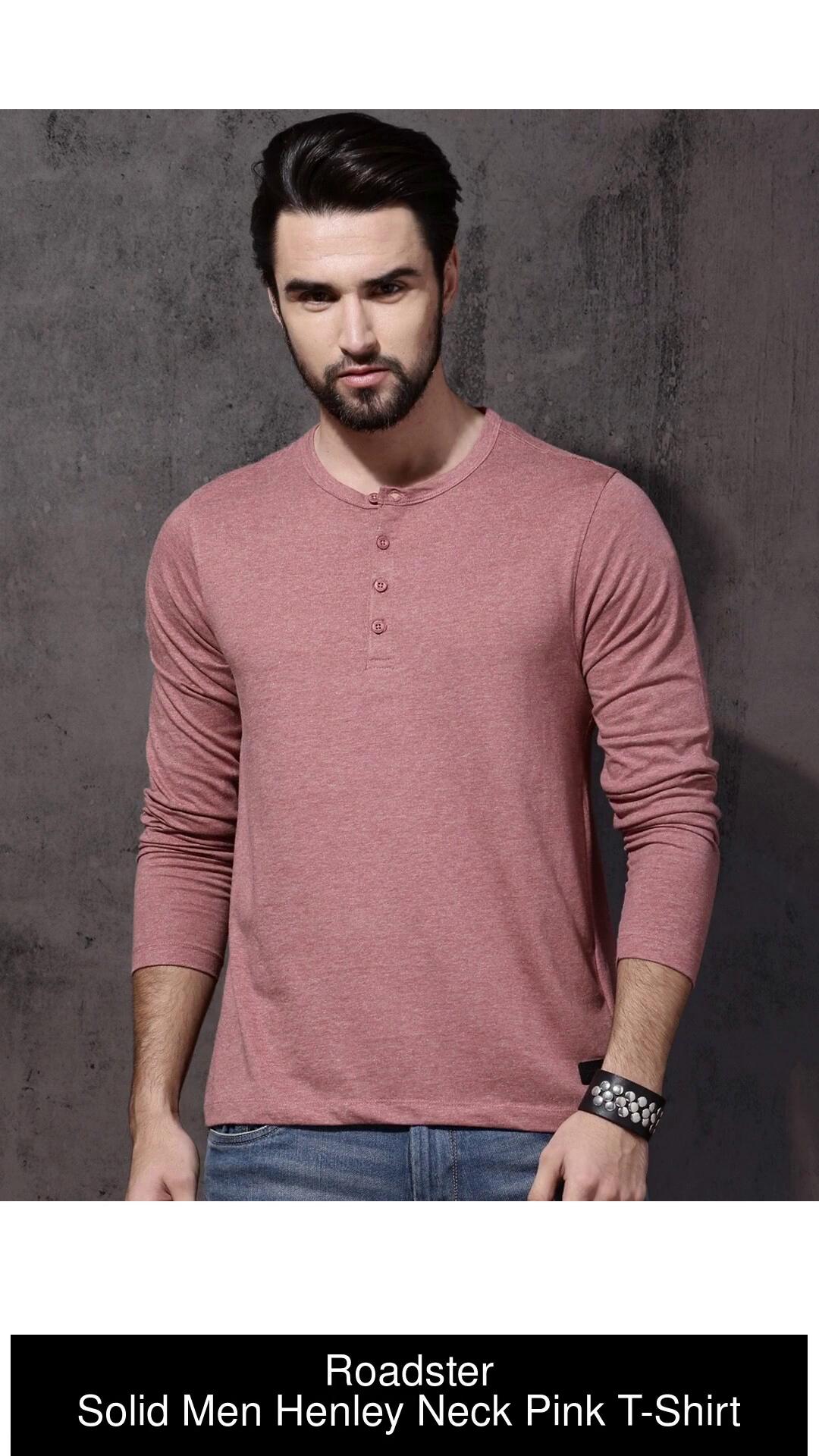 Pink henley outlet shirt mens