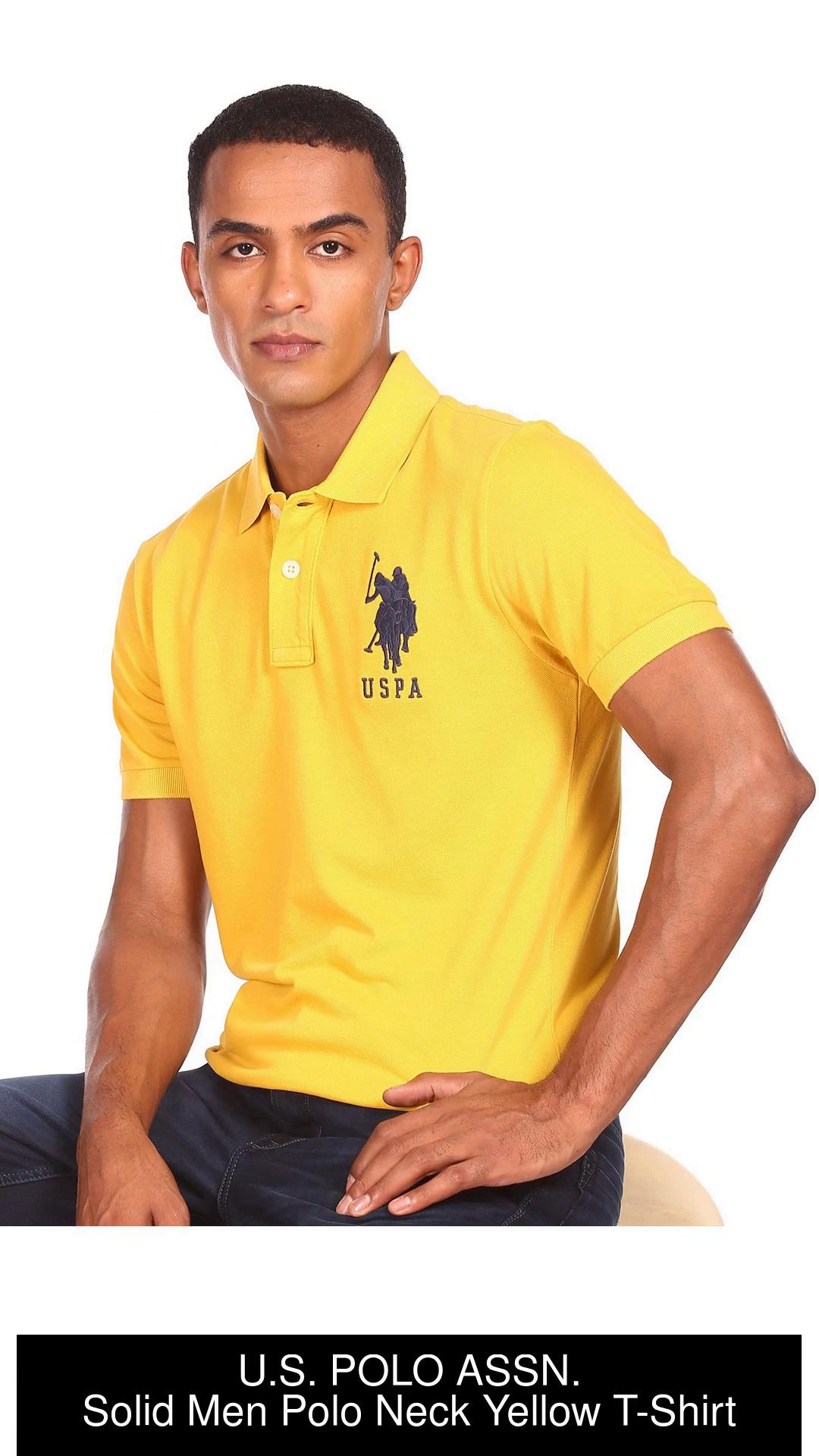 U.S. POLO ASSN. Solid Men Polo Neck Yellow T-Shirt - Buy U.S. POLO ASSN. Solid  Men Polo Neck Yellow T-Shirt Online at Best Prices in India