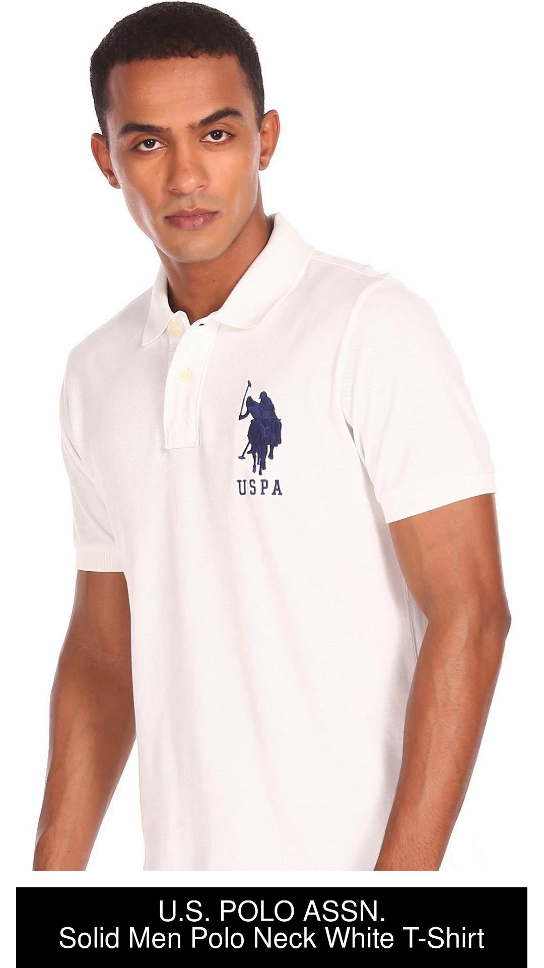 U.S. POLO ASSN. Solid Men Polo Neck White T-Shirt