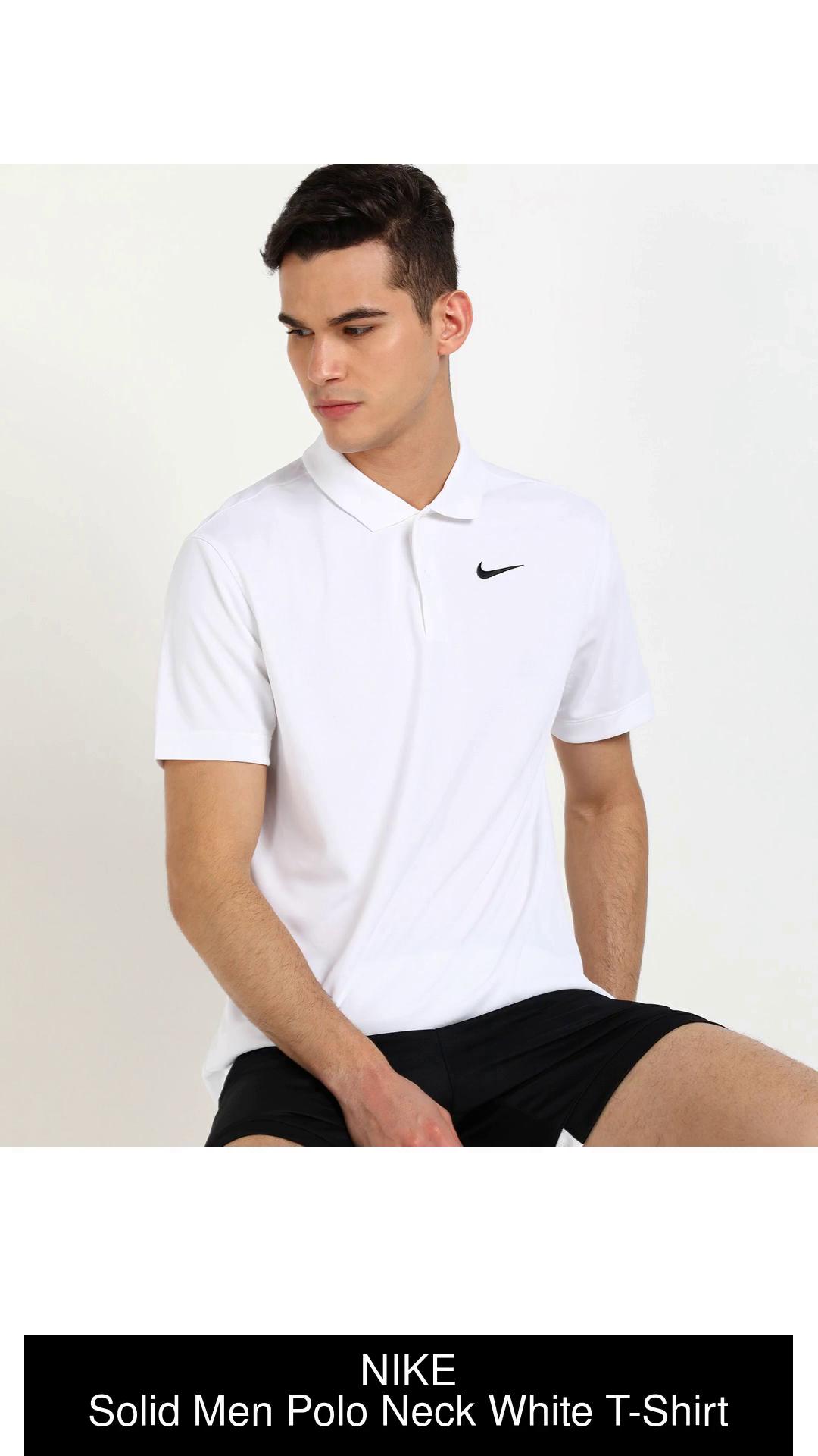 NIKE Solid Men Polo Neck White T-Shirt - Buy NIKE Solid Men Polo Neck White  T-Shirt Online at Best Prices in India