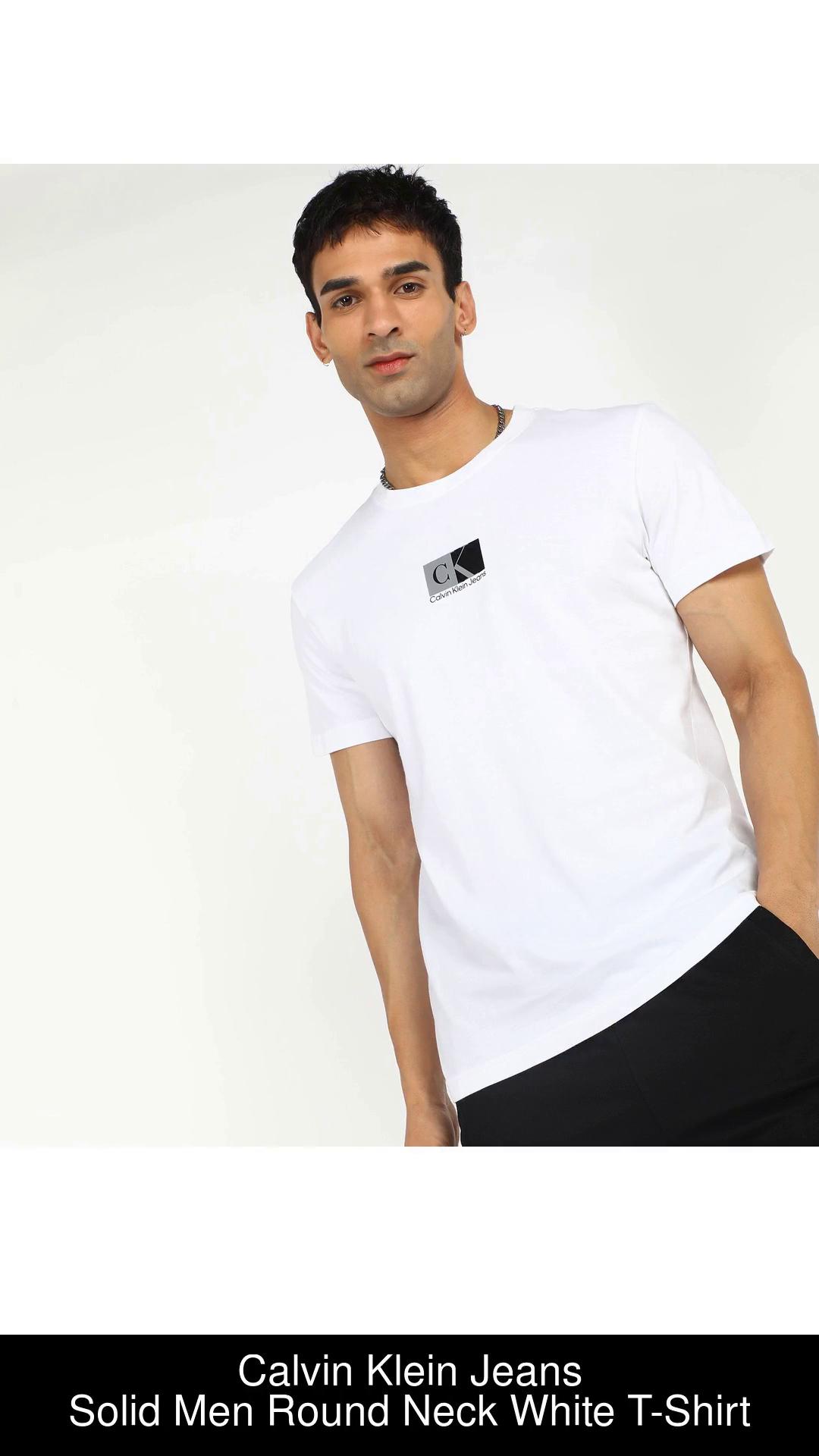 Calvin Klein Jeans Solid Men Round Neck White T-Shirt