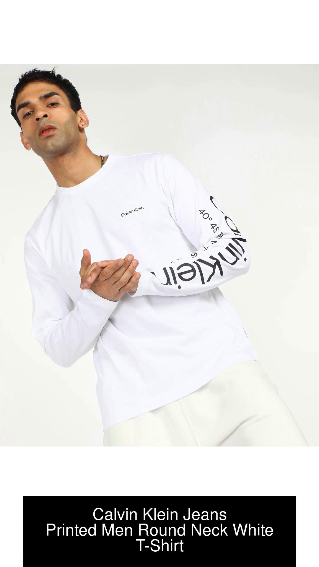 Calvin Klein Jeans Printed Men Round Neck White T-Shirt - Buy