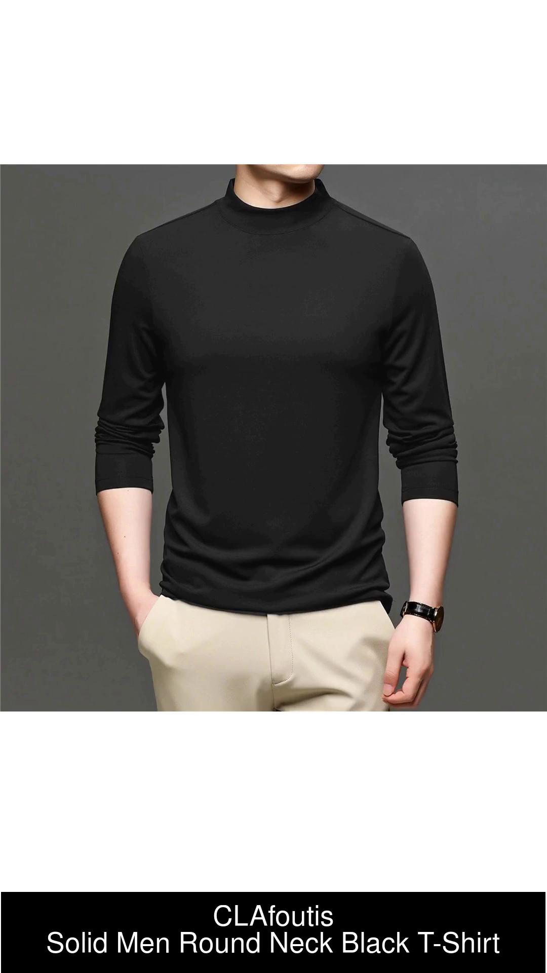 CLAfoutis Solid Men Round Neck Black T-Shirt - Buy CLAfoutis Solid Men  Round Neck Black T-Shirt Online at Best Prices in India