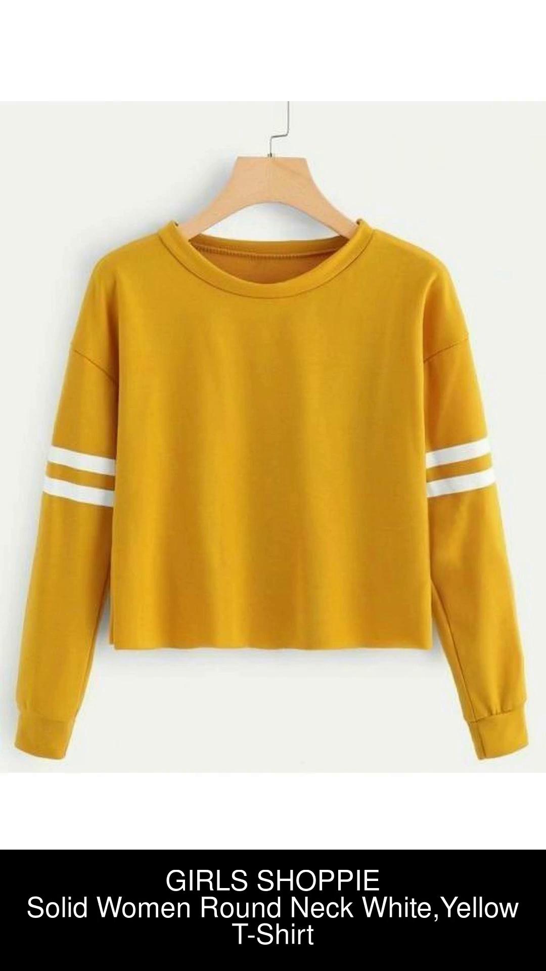 Girls yellow long 2025 sleeve t shirt