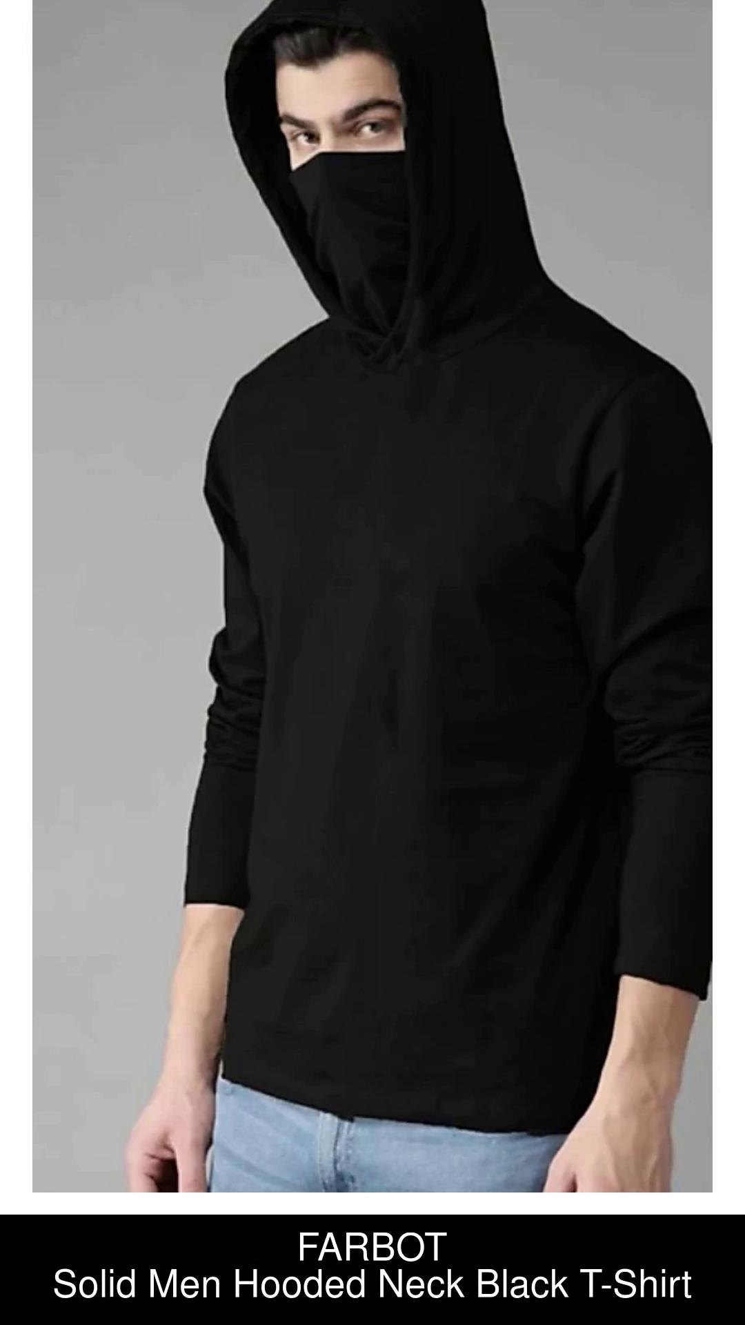 Mens black hooded t 2025 shirt