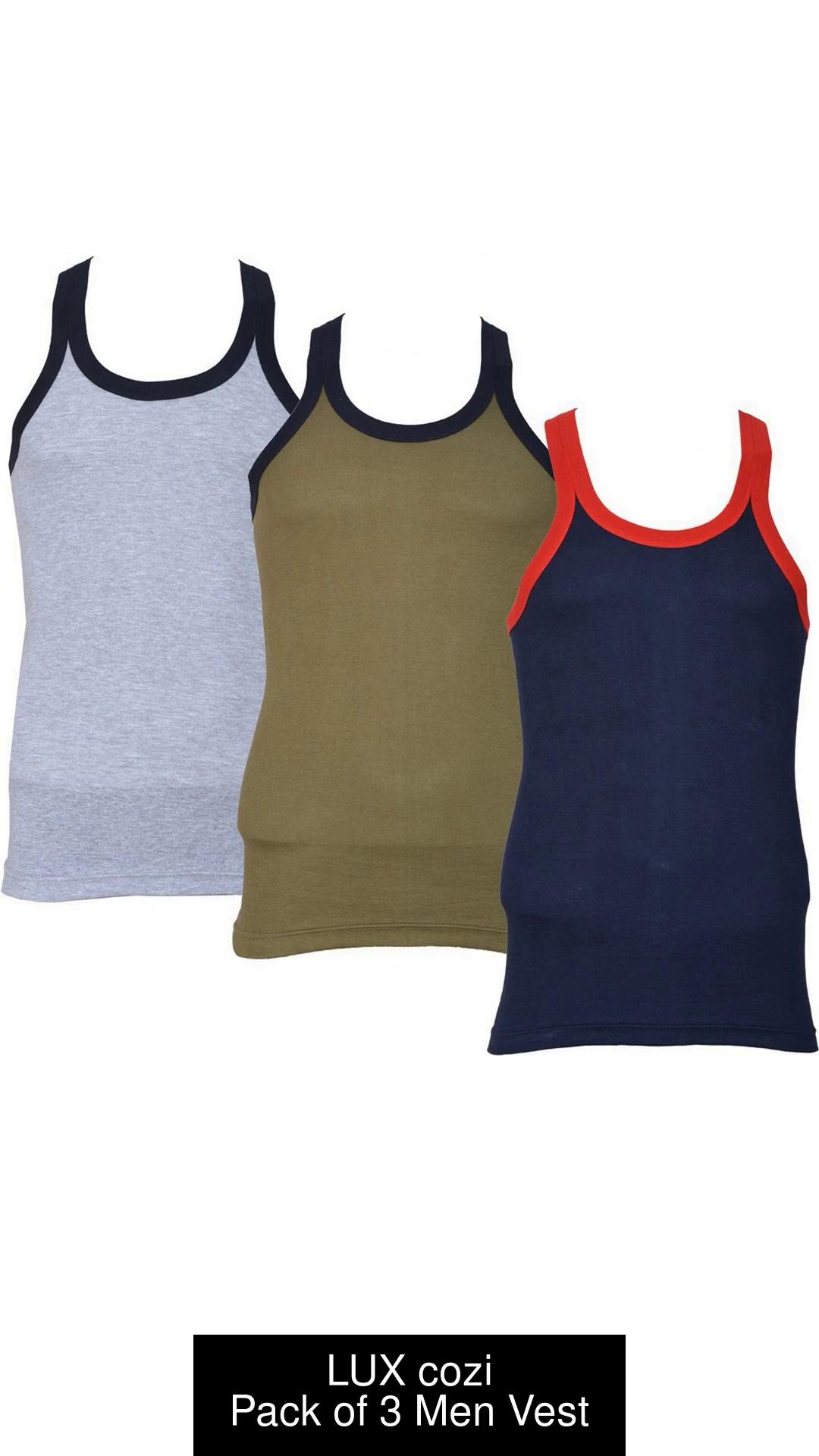 Buy Lux Cozi Xylo Men's Rib Fabric Gym Vest (Multicolour, 85 cm-34