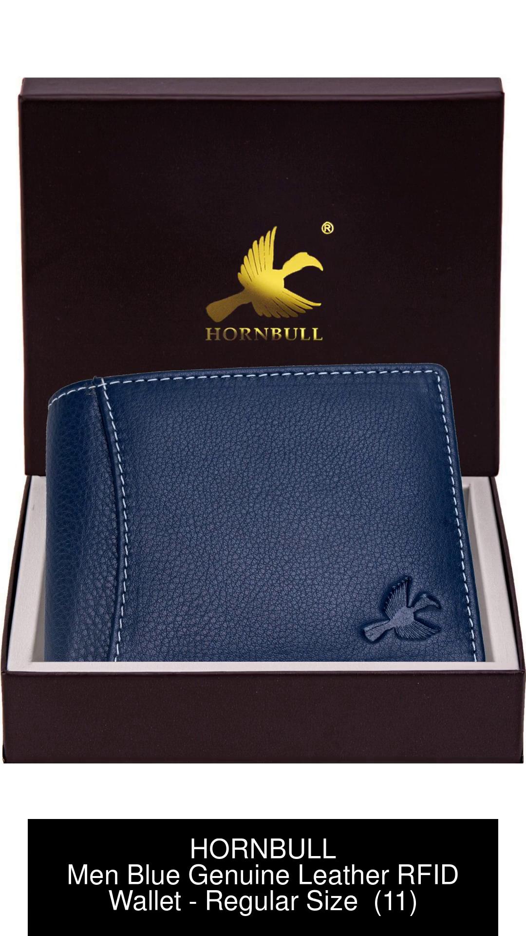 HORNBULL Men Casual Blue Genuine Leather Wallet Navy Price in