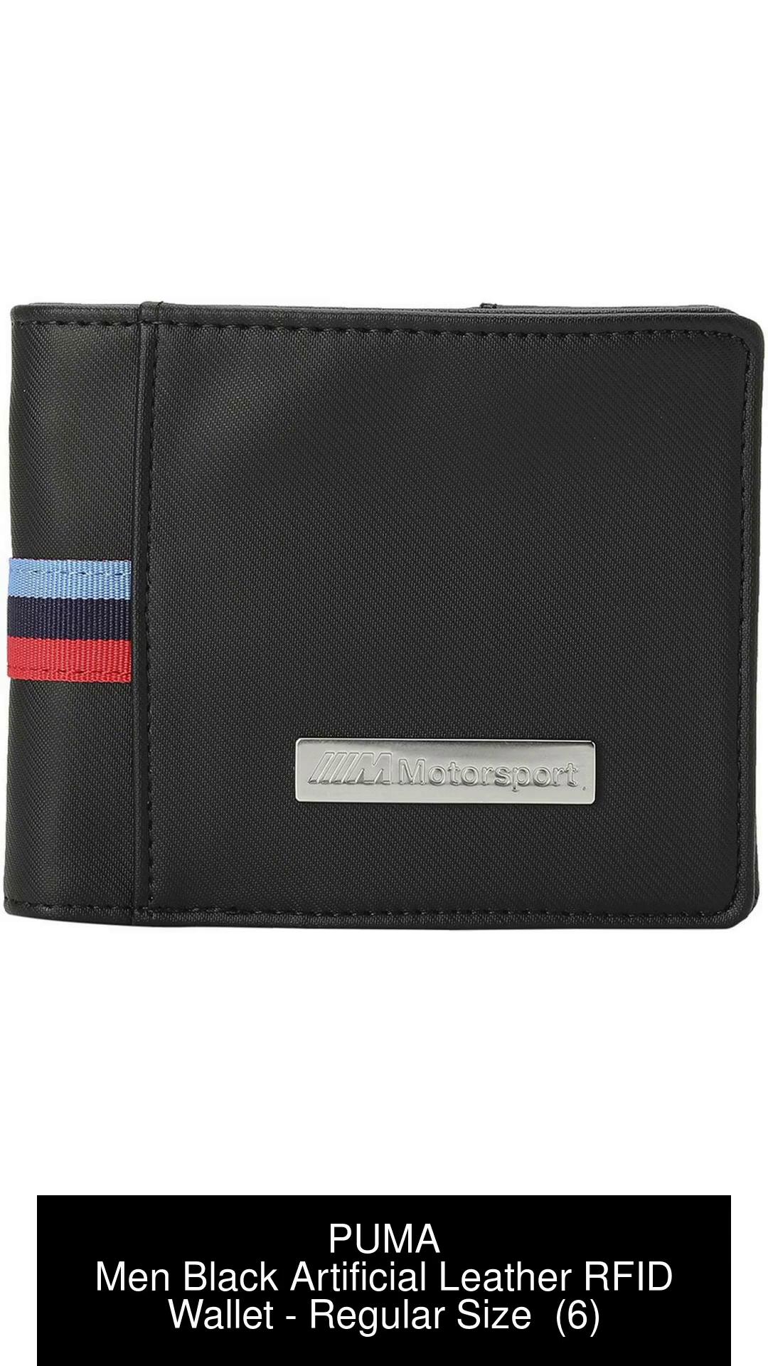 PUMA Men Black Artificial Leather Wallet Black Price in India