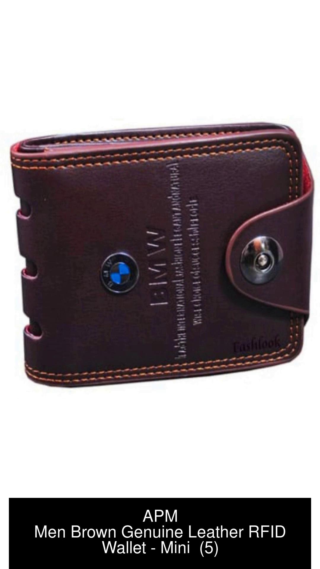 APM Men Casual Brown Genuine Leather Wallet Brown Price in India