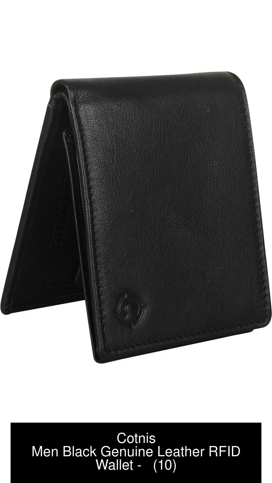 Men Black Genuine Leather Wallet (10 Card Slots)