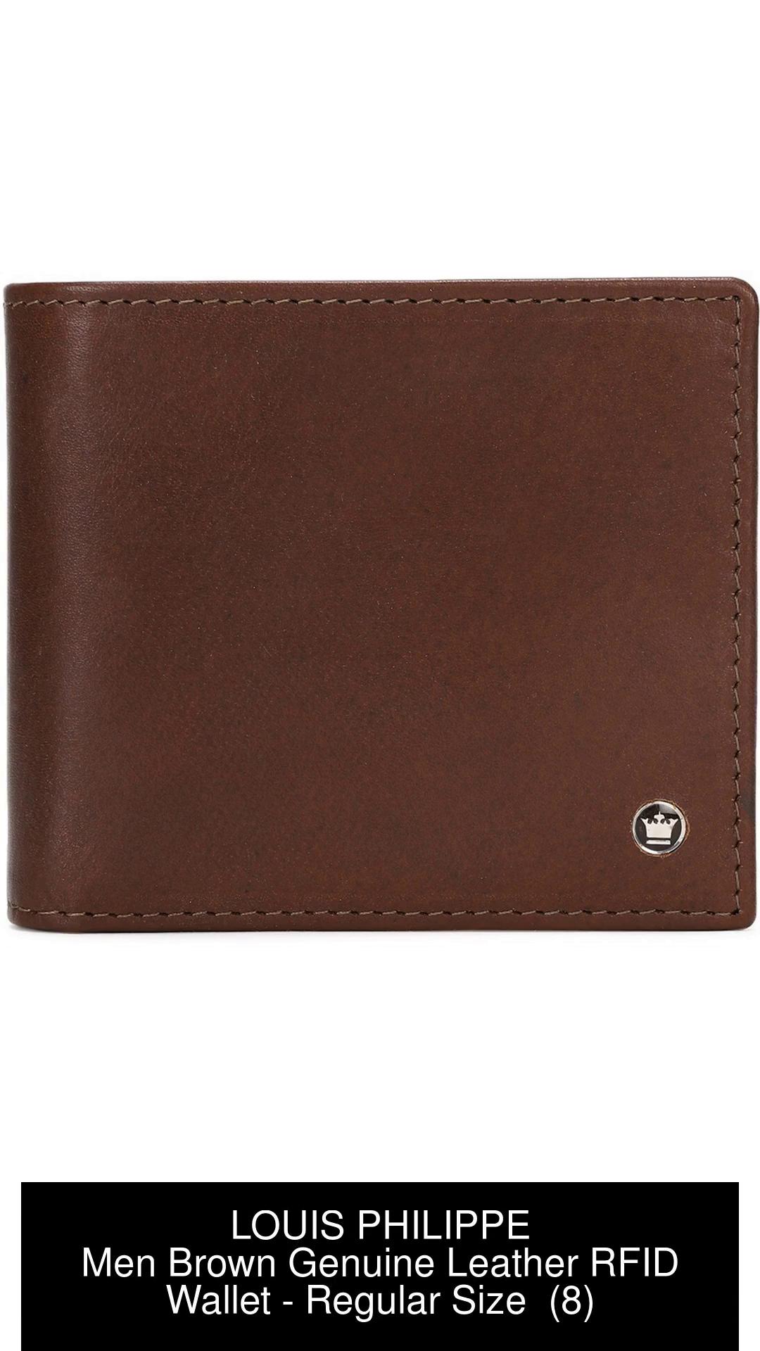 Louie Philippe Brown Mens Leather Wallet, Size: Standard