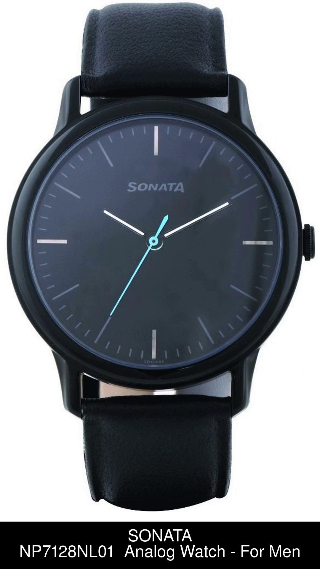 Sonata sleek black dial analog discount watch for men with date function