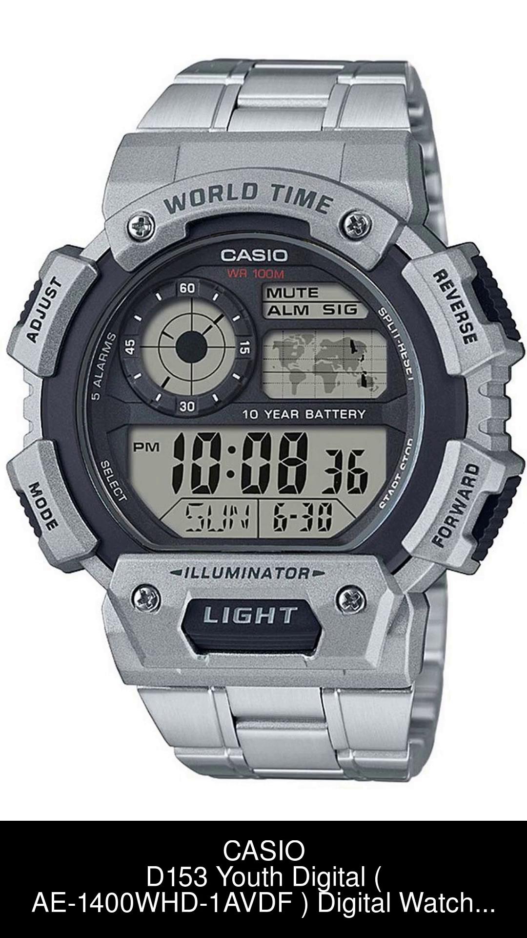ORIGINAL CASIO World Time Digital Illuminator Stainless Steel Men's Watch  AE-1400WHD-1AV / Legit Casio World Time Illuminator Digital Men's Watch  AE1400WHD-1AV