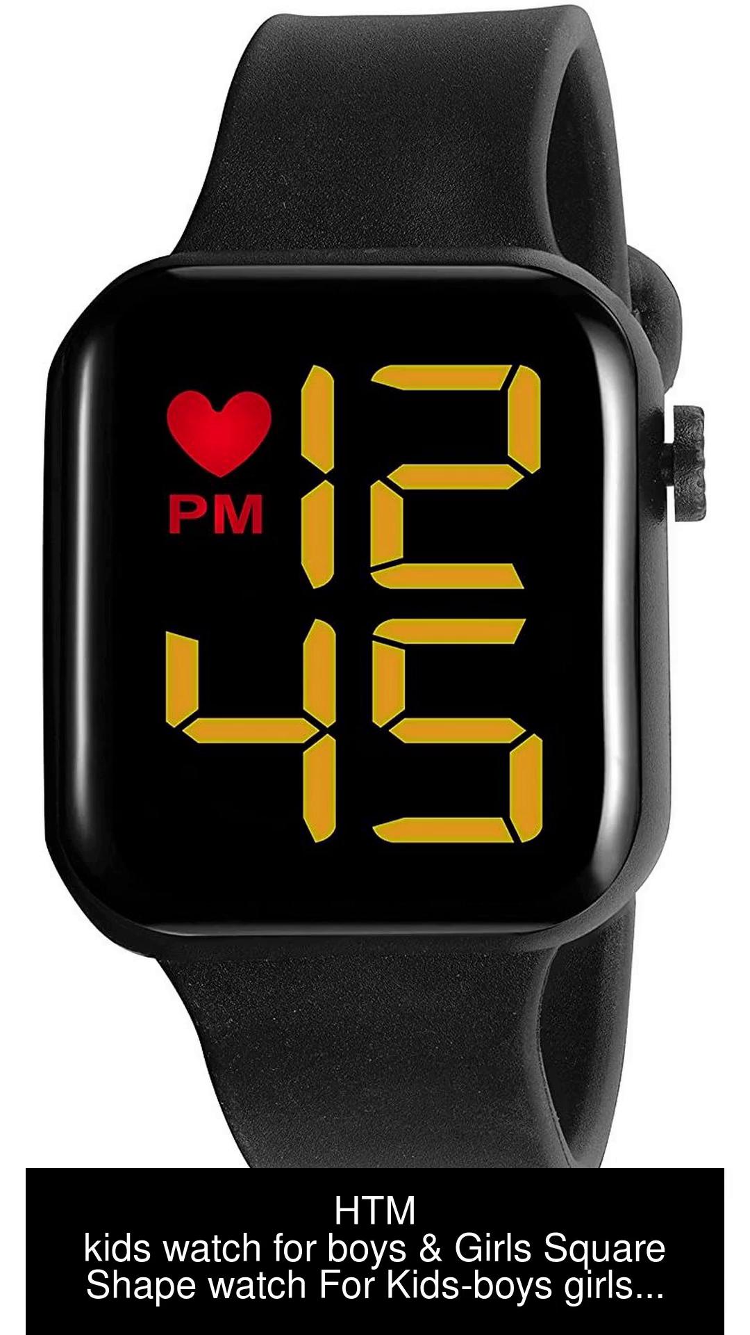 HTM HTM Black Strap LED Band Square Shape watch For Kids boys