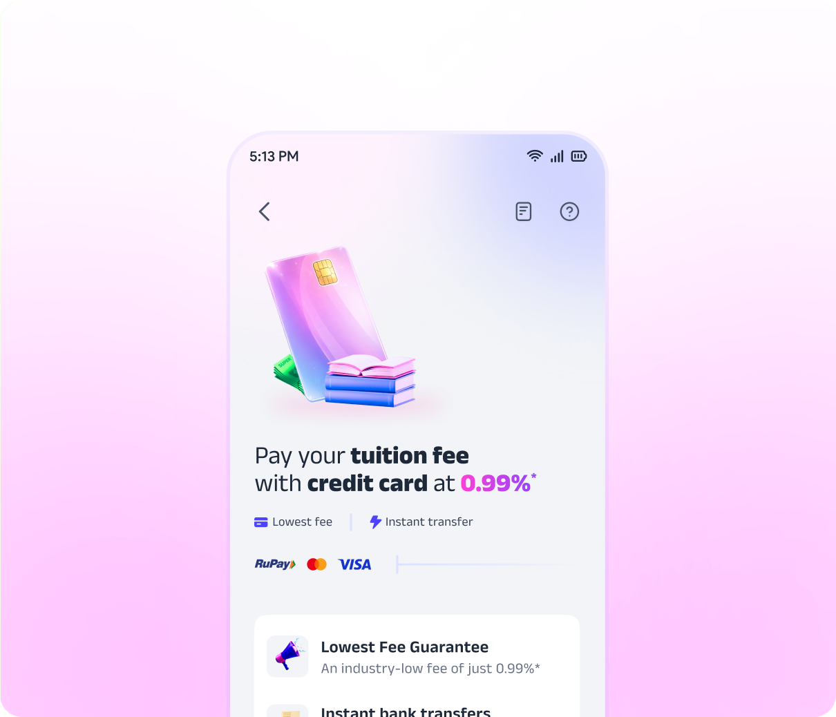 Tuition fee payment app screen